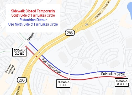 Fair Lakes Circle Sidewalk Detour