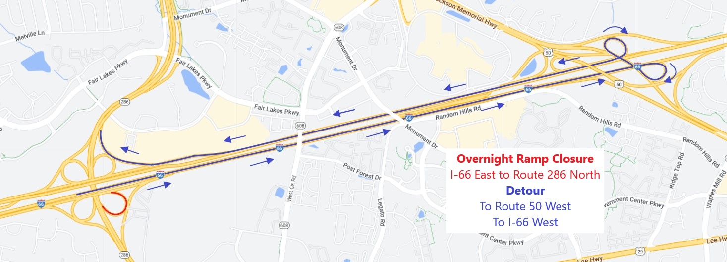 Detour for Ramp from I-66 East to Route 286 North